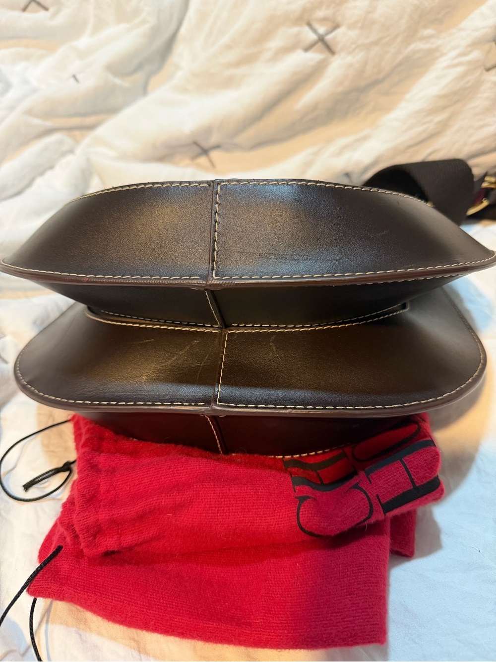 Carolina Herrera Dark Brown Monogram Castanuela Bag - Picture 6 of 17